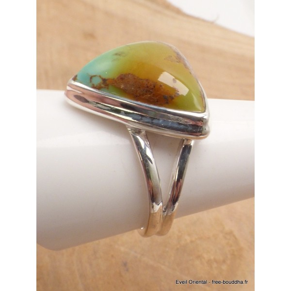Bague Turquoise américaine numéro 8 triangulaire taille 62 Bagues pierres naturelles YM31.1