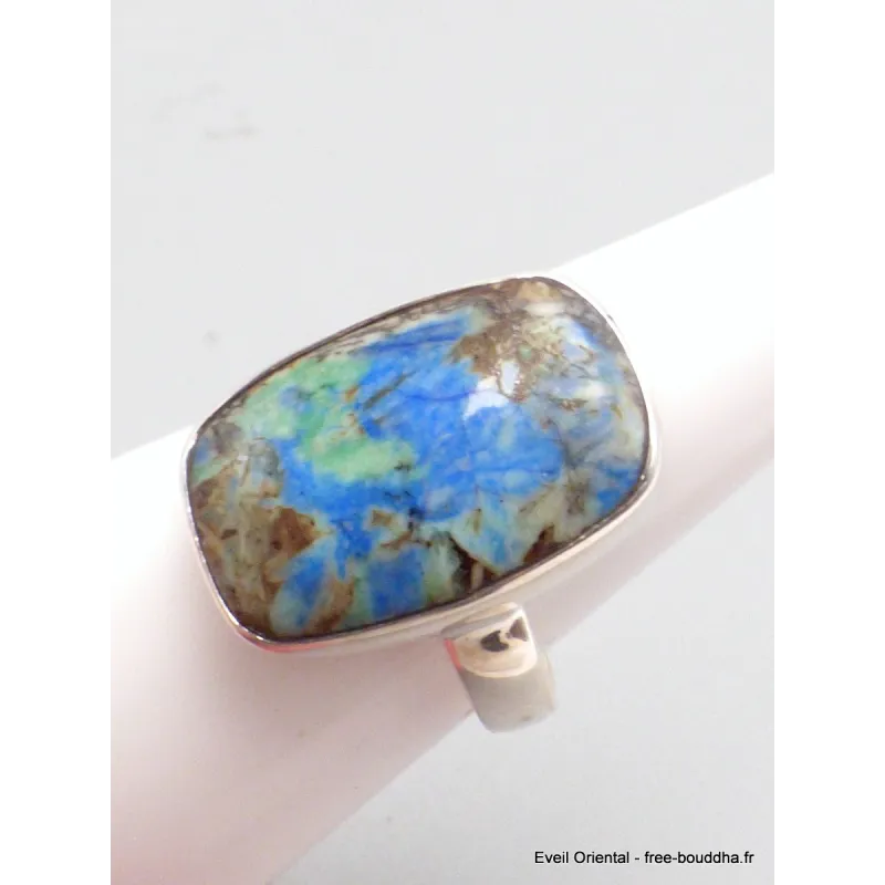 Bague Azurite rectangulaire taille 54/55 - Bijoux en Azurite