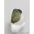 Chevalière homme femme Moldavite brute taille 54 Bijoux en Moldavite YM41.1