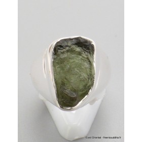 Chevalière homme femme Moldavite brute taille 54 Bijoux en Moldavite YM41.1