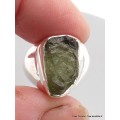Chevalière homme femme Moldavite brute taille 54 Bijoux en Moldavite YM41.1
