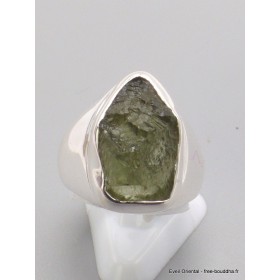 Chevalière bague Moldavite brute taille 53 Bijoux en Moldavite YM41.2