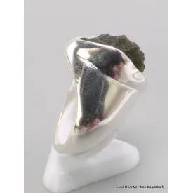 Chevalière bague Moldavite brute taille 53 - Bijoux en Moldavite