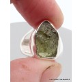 Chevalière bague Moldavite brute taille 53 Bijoux en Moldavite YM41.2-a