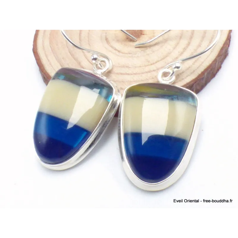 Boucles d'oreilles Surfite Snowboard bleu jaune - Bijoux en Surfite Snowboard
