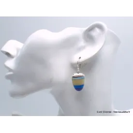 Boucles d'oreilles Surfite Snowboard bleu jaune - Bijoux en Surfite Snowboard