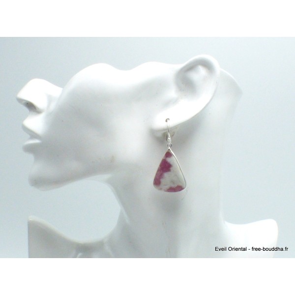 Boucles d'oreilles Tourmaline rose sur Quartz forme goutte Bijoux en Tourmaline Rose YM45