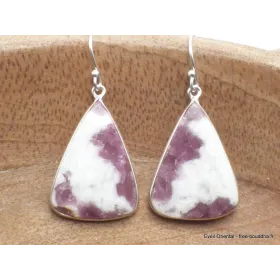Boucles d'oreilles Tourmaline rose sur Quartz forme goutte - Bijoux en Tourmaline Rose