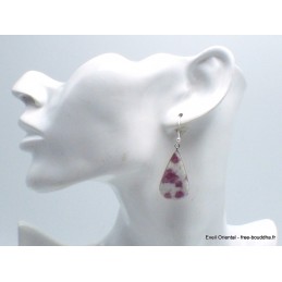 Boucles d'oreilles pendantes Tourmaline rose sur Quartz Boucles d'oreilles en pierres YM45.1