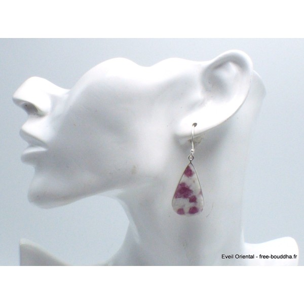 Boucles d'oreilles pendantes Tourmaline rose sur Quartz Bijoux en Tourmaline Rose YM45.1