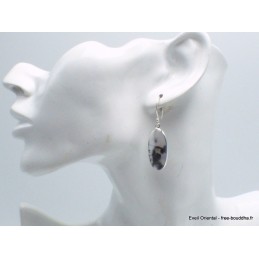 Boucles d'oreilles pendantes Merlinite Opale blanche Bijoux En Opale Dendritique (Merlinite) YM46