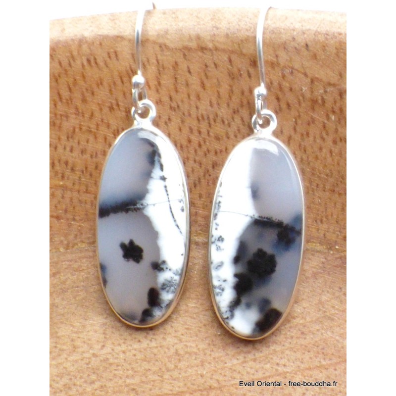 Boucles d'oreilles pendantes Merlinite Opale blanche Bijoux en Opale Dendritique (Merlinite) YM46