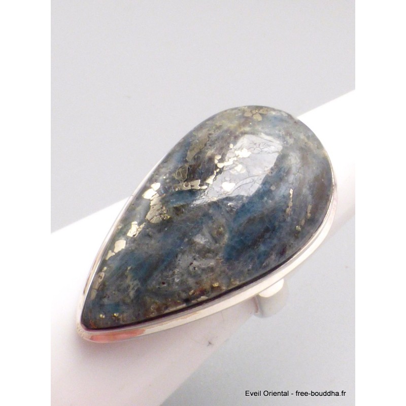 Rare Bague Pyrite sur Cyanite taille 57 Bijoux en Cyanite Bleue YM38