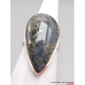 Rare Bague Pyrite sur Cyanite taille 57 - Bijoux en Cyanite