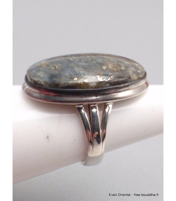 Bague Pyrite sur Cyanite taille 57-eh Bijoux en Cyanite Bleue YM38.1