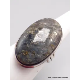 Bague Pyrite sur Cyanite taille 57-eh - Bijoux en Cyanite