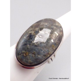 Rare Bague Pyrite sur Cyanite taille 57-eh Bijoux en Cyanite Bleue YM38.1