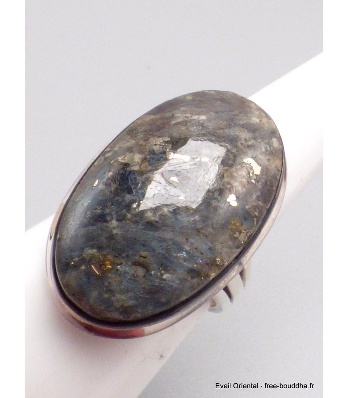 Bague Pyrite sur Cyanite taille 57-eh Bijoux en Cyanite Bleue YM38.1