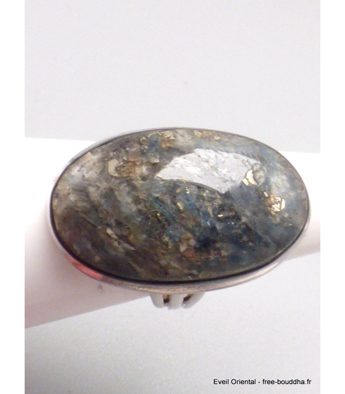 Bague Pyrite sur Cyanite taille 57-eh Bijoux en Cyanite Bleue YM38.1