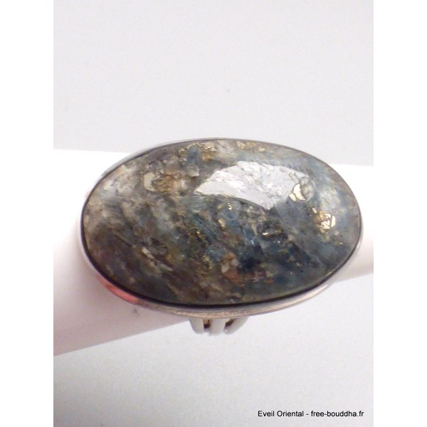 Rare Bague Pyrite sur Cyanite taille 57-eh Bijoux en Cyanite Bleue YM38.1