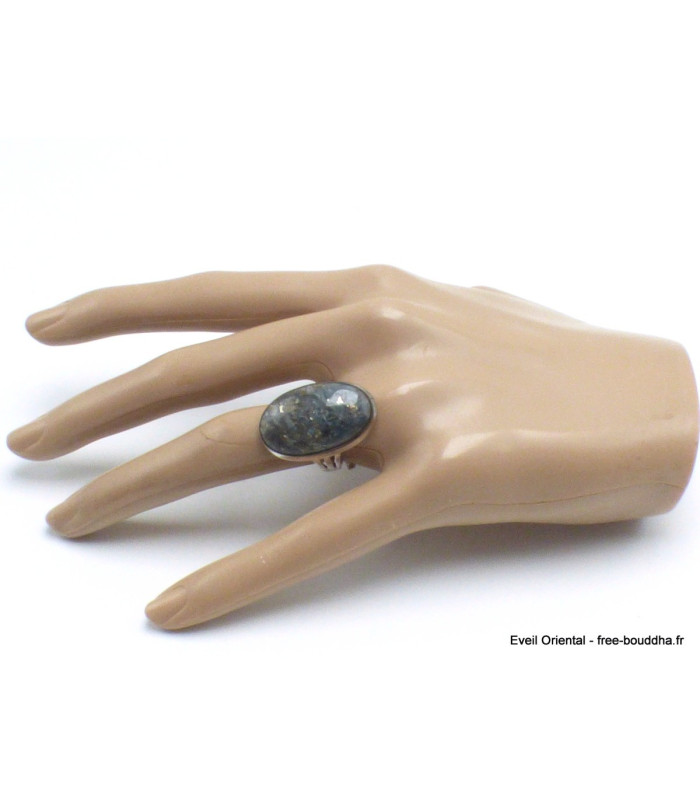 Bague Pyrite sur Cyanite taille 57-eh Bijoux en Cyanite Bleue YM38.1
