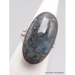 Rare Bague Pyrite sur Cyanite ovale taille 56 Bijoux en Cyanite Bleue YM38.2