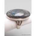 Rare Bague Pyrite sur Cyanite ovale taille 56 Bijoux en Cyanite Bleue YM38.2