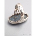 Rare Bague Pyrite sur Cyanite ovale taille 56 Bijoux en Cyanite Bleue YM38.2
