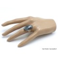 Rare Bague Pyrite sur Cyanite ovale taille 56 Bijoux en Cyanite Bleue YM38.2