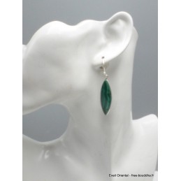 Boucles d'oreilles pendantes Malachite forme marquise Bijoux en Malachite YM48