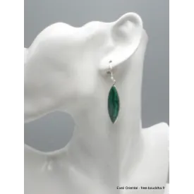 Boucles d'oreilles pendantes Malachite forme marquise - Boucles d'oreilles en pierres naturelles