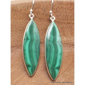 Boucles d'oreilles pendantes Malachite forme marquise Bijoux en Malachite YM48