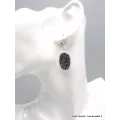 Boucles d'oreilles Obsidienne floconneuse ovales - Bijoux en Obsidienne Flocon de neige