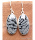 Boucles d'oreilles Obsidienne floconneuse ovales Bijoux en Obsidienne Noire Floconneuse YM49.1