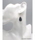 Boucles d'oreilles Obsidienne floconneuse forme goutte Bijoux en Obsidienne Noire Floconneuse YM49.1-a