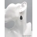 Boucles d'oreilles Obsidienne floconneuse forme goutte - Bijoux en Obsidienne Flocon de neige