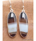 Boucles d'oreilles Agate noire à bandes ovales cabochon Bijoux en Agate YM51