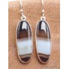 Boucles d'oreilles Agate noire à bandes ovales cabochon Bijoux en Agate YM51