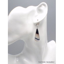 Boucles d'oreilles pendantes Agate noire à bandes Bijoux en Agate YM51.2