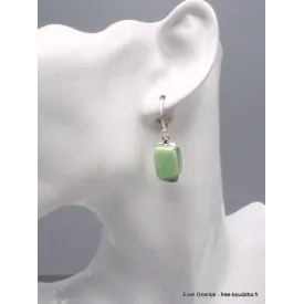 Boucles d'oreilles Chrysoprase citron rectangulaires - Bijoux en Chrysoprase