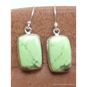 Boucles d'oreilles Chrysoprase citron rectangulaires Bijoux en Chrysoprase YM52