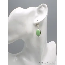 Boucles d'oreilles Chrysoprase citron ovales - Bijoux en Chrysoprase