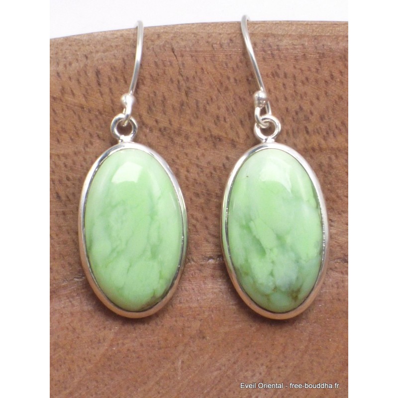 Boucles d'oreilles Chrysoprase citron ovales Bijoux en Chrysoprase YM52.1