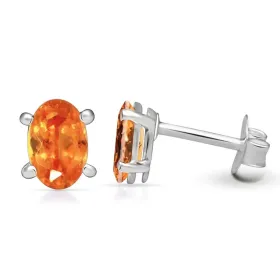 Clous d'oreilles Grenat mandarin oval facetté - Bijoux en Grenat