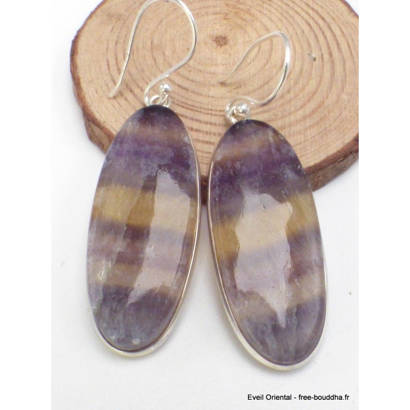 Boucles d'oreilles pendantes Fluorite arc-en-ciel Bijoux en Fluorite Arc-en-ciel YM55