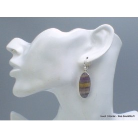 Boucles d'oreilles pendantes Fluorite arc-en-ciel Bijoux en Fluorite Arc-en-ciel YM55