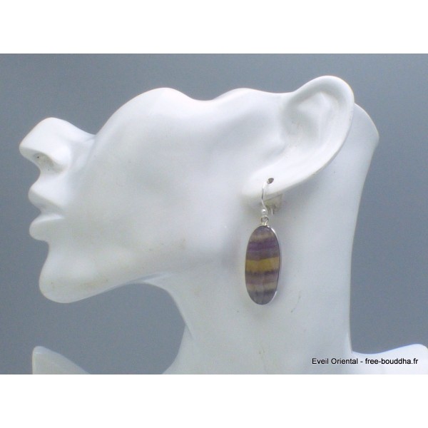 Boucles d'oreilles pendantes Fluorite arc-en-ciel Bijoux en Fluorite Arc-en-ciel YM55