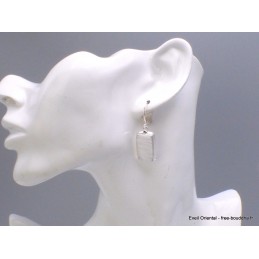 Boucles d'oreilles Scolecite blanche rectangulaires Bijoux en Scolecite YM60