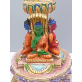 Statuette bouddhiste Stupa tibétain 23 cm peint à la main - Statuettes bouddhistes tibétaines artisanales