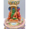 Statuette bouddhiste Stupa tibétain 23 cm peint à la main - Statuettes bouddhistes tibétaines artisanales